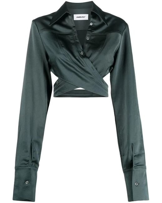 Ambush Green Cropped Wrap Shirt