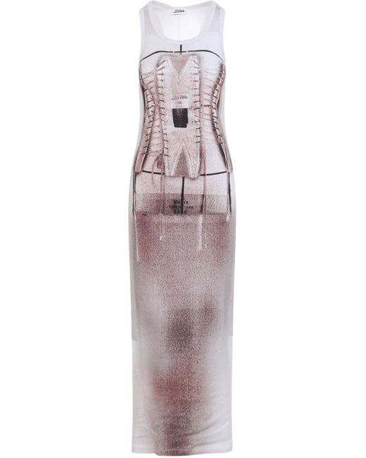 Jean Paul Gaultier Pink Cotton Ribbed Long Dress