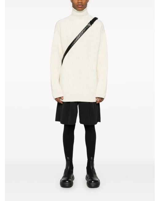 Jil Sander White Ribbed Wool Jumper for men