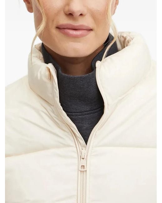 EA7 White High-Neck Quilted Jacket