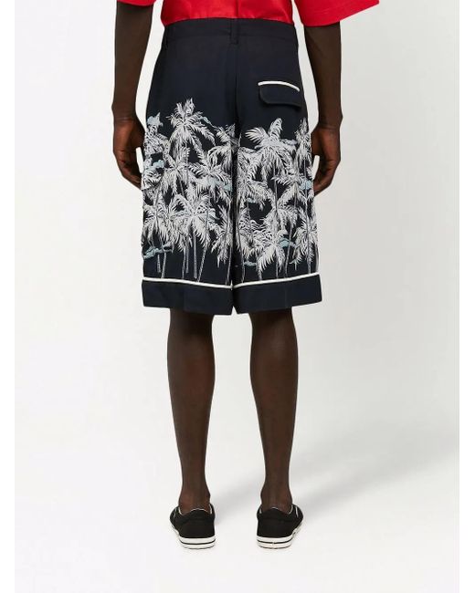 Palm Angels Black Palms-Print Bermuda Shorts for men