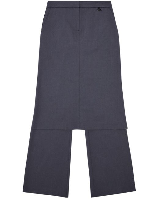 DIESEL Blue Layered Straight-Leg Skirt Trousers