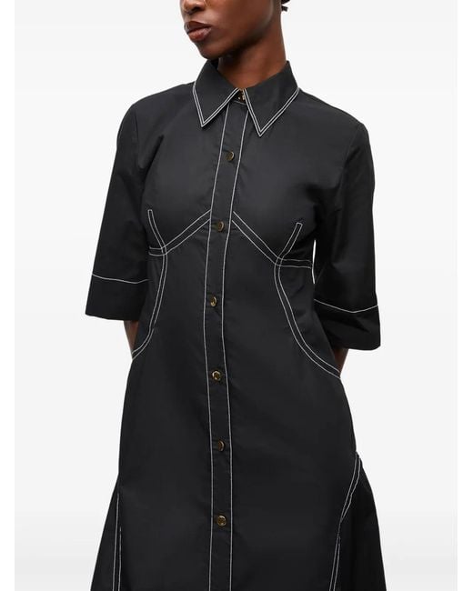 Ganni Blue Contrasting Shirtdress