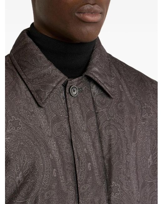 Etro Gray Padded Raincoat With Arnica Motif for men