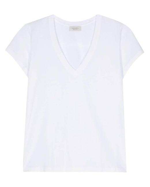 Mazzarelli White V-neck Cotton T-shirt
