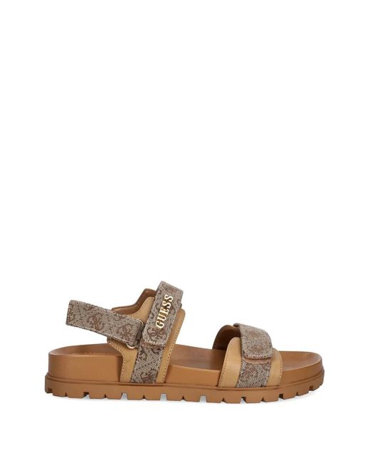 Guess White Floriz2 Sandalen Mit Monogramm