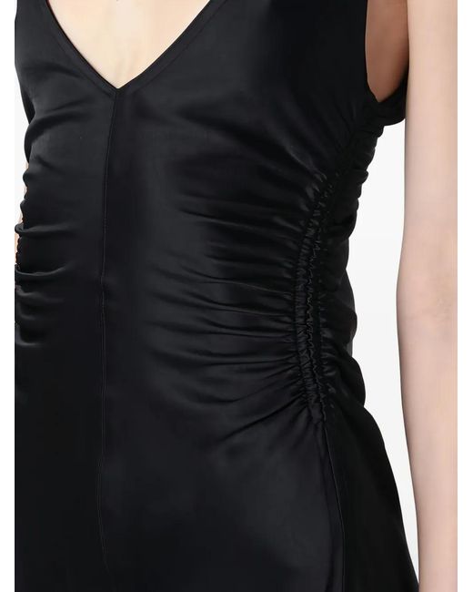 Sportmax Black V-Neck Ruffled Maxi Dress