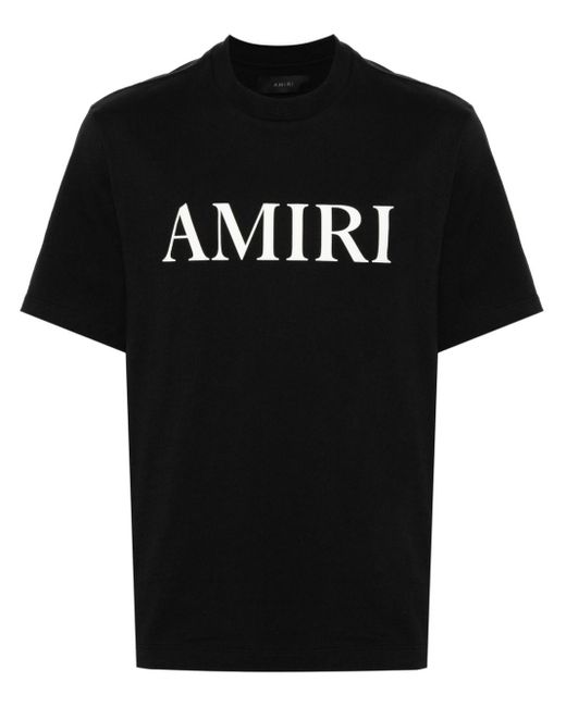 Amiri Black Rubberised-Logo T-Shirt for men