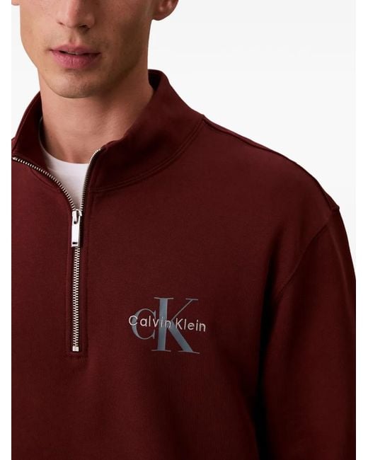 Calvin Klein Red Zip-Up Sweater for men