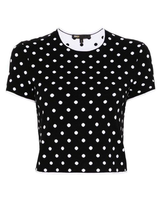 Maje Black Polka Dot-print T-shirt