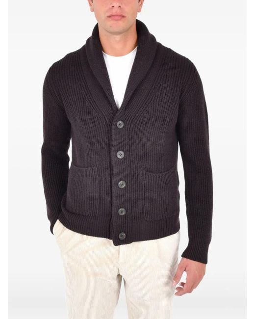 Drumohr Blue Shawl-Collar Buttoned Cardigan for men