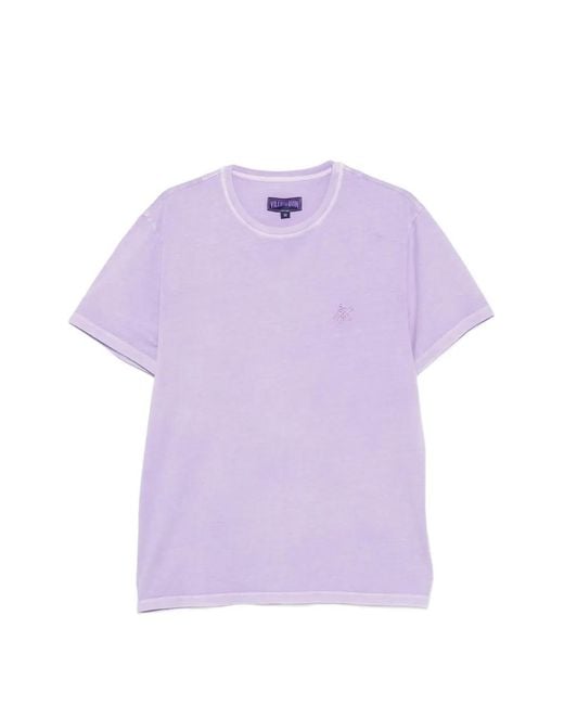 Vilebrequin Purple Embroidered-Logo Crew-Neck T-Shirt for men