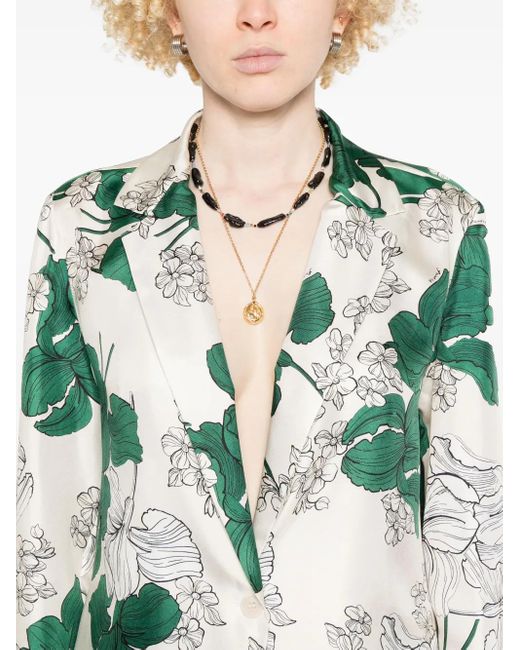 P.A.R.O.S.H. Green Floral-Print Coat