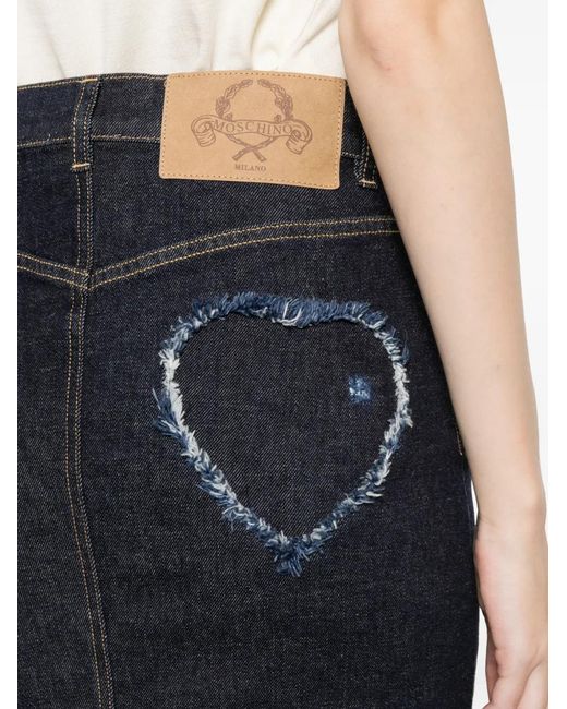 Moschino Black Denim Panelled Flared Skirt