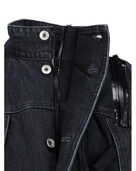 Sacai Black Zip Denim Jacket for men