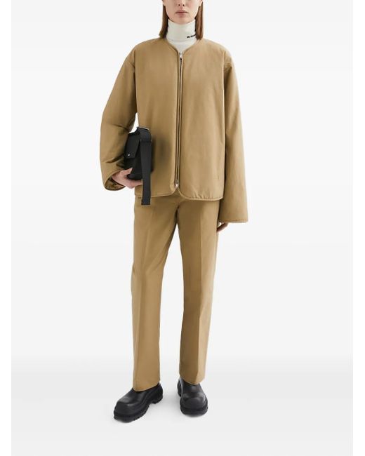 Jil Sander Natural Logo-Embroidered Jacket