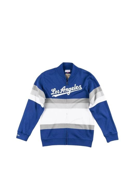 Mitchell & Ness Blue Mlb Los Angeles Dodgers Full-Zip Sweater for men