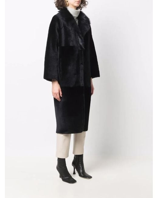 Liska Black Single-Breasted Shearling Coat