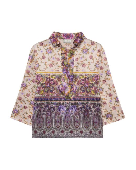 Pierre Louis Mascia Natural Floral-Print Blouse