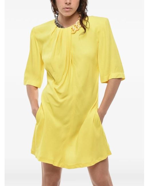 Stella McCartney Yellow Falabella Chain-Embellishment Mini Dress