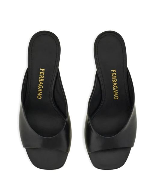 Ferragamo Black S-Shaped Open Toe Sandals
