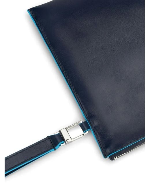 Piquadro Blue Pochette En Cuir À Anse Poignet