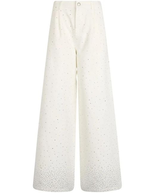 Liu Jo White Rhinestone-Embellished Flared Jeans