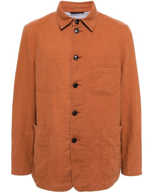 N.Peal Cashmere Brown Minori Linen Shirt Jacket for men