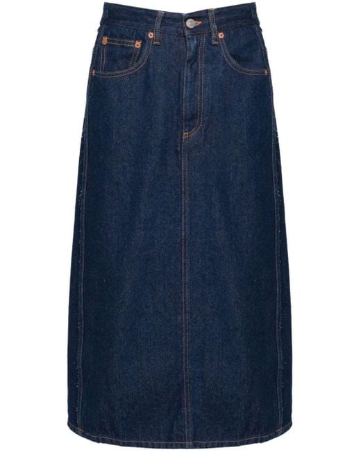 Jupe portefeuille en jean à coupe mi-longue MM6 by Maison Martin Margiela en coloris Blue