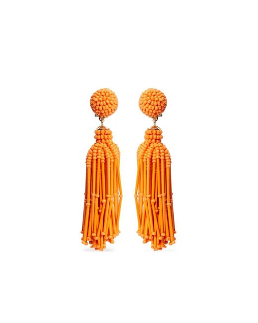 Carolina Herrera Orange Tassel Earrings