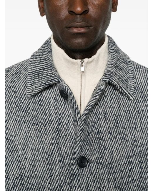Sandro Gray Button-Up Wing-Collar Jacket for men