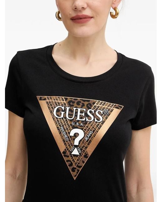 Guess Black Logo-Print T-Shirt