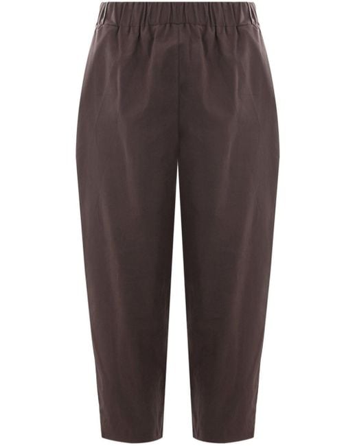 Dusan Brown Elasticated-waistband Tapered Trousers