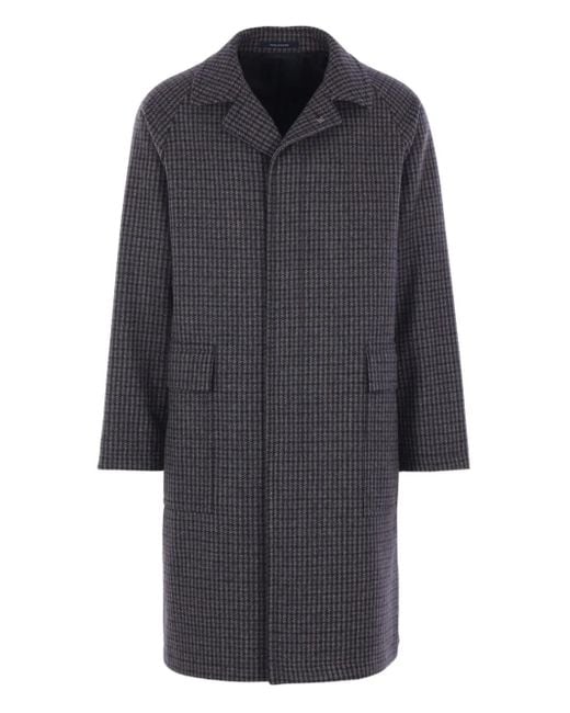 Tagliatore Gray Houndstooth-Pattern Coat for men
