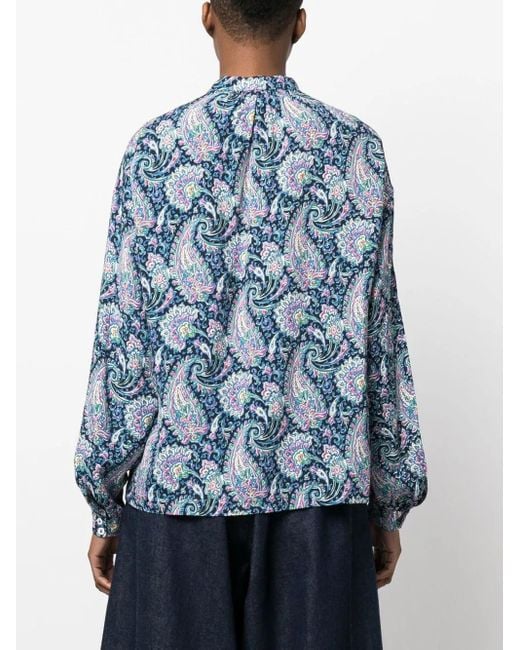 A.P.C. Blue Paisley-Print Blouse