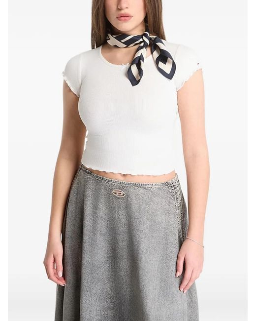 Tommy Hilfiger Gray Silk Scarf
