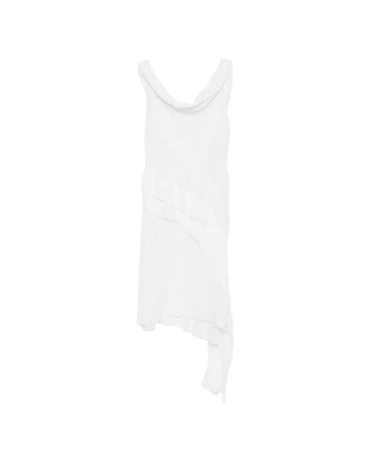 GIMAGUAS White Boa Asymmetrical Dress