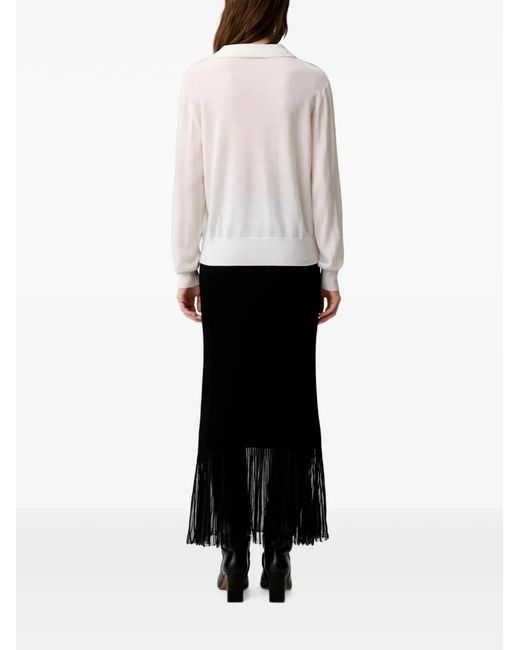 Claudie Pierlot White Pull En Laine À Broderie Rose