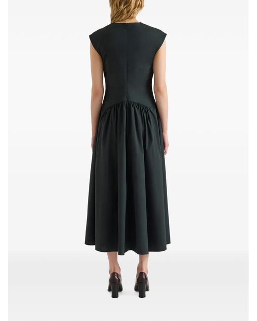 Proenza Schouler Black Nyssa Gathered-Waist Midi Dress