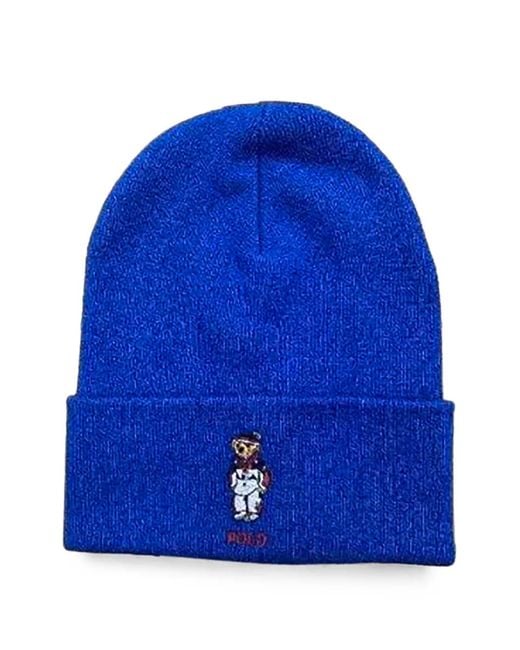 Polo Ralph Lauren Blue 2022 Olympics Polo Bear Embroidered Beanie Hat for men