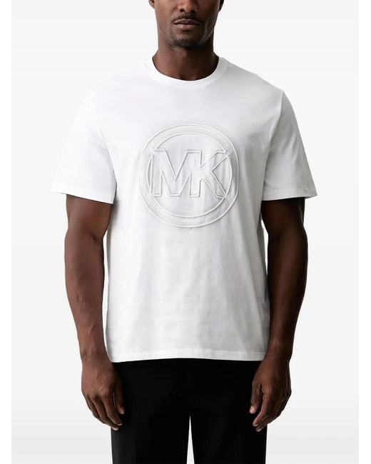 Michael Kors White Logo-Charm Cotton Jersey T-Shirt for men