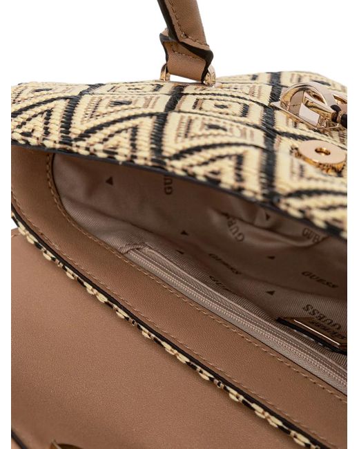 Guess White Sophia Diamond-Pattern Shoulder Bag