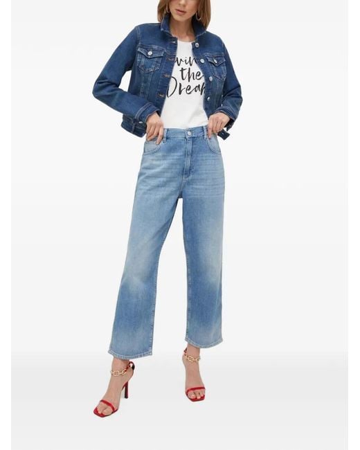 Morgan Blue Button-Fastening Denim Jacket