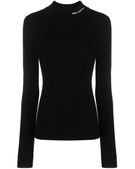 Karl Lagerfeld Black Rollkragenpullover Mit Logo-Stickerei