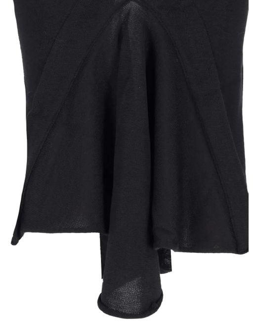 Rick Owens Black Asymmetric Midi Skirt