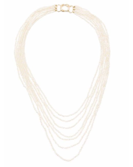 Mizuki 14kt Yellow Gold Seven Row Cascading Dancing Pearl Necklace In