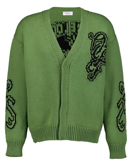 Off-White c/o Virgil Abloh Green Logo Chunky Cardigan for men