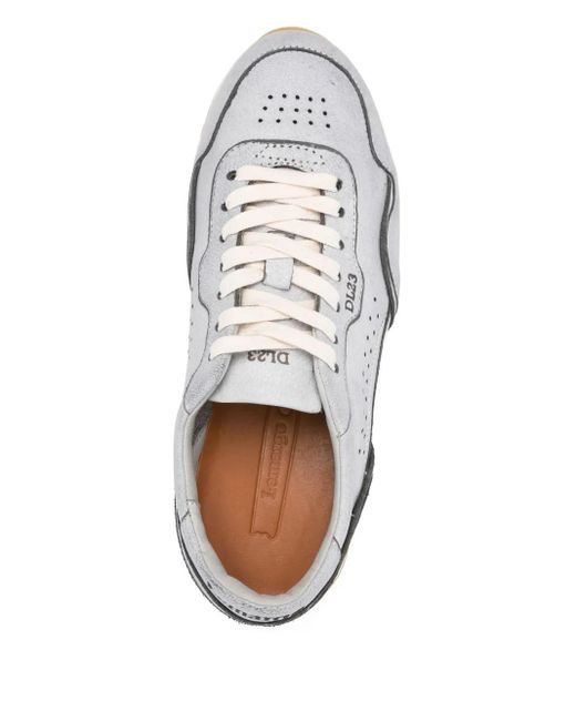 LEMARGO White Perforated Suede-Leather Sneakers