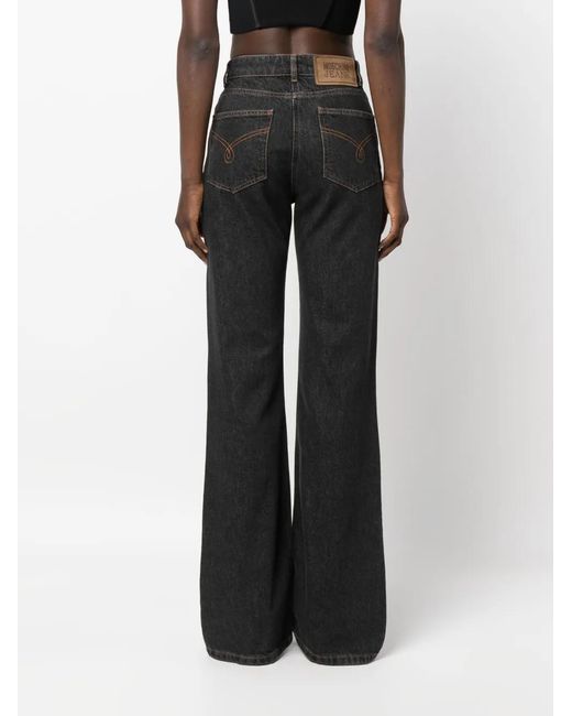 Moschino Black Mid-Rise Wide-Leg Jeans