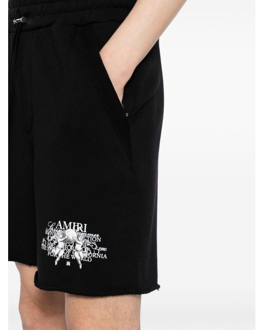 メンズ Amiri Logo-print Cotton Track Shorts Black